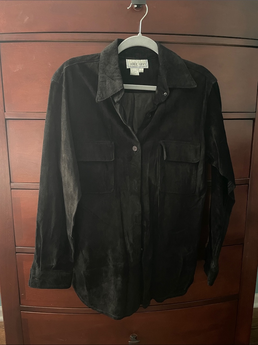 Women’s Black Suede Button-Front Jacket